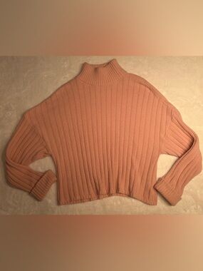 Express | M | Blush Pink Ribbed Long Sleeve Turtle Neck Spring Stretchy Sweater